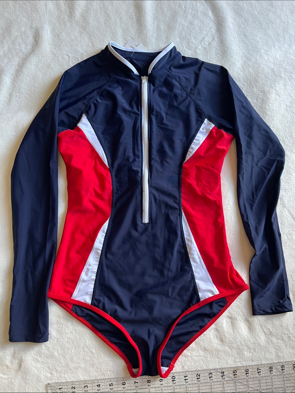 RETRO UK COLORS RASH-GUARD ZIP FRONT BATHING-SUIT